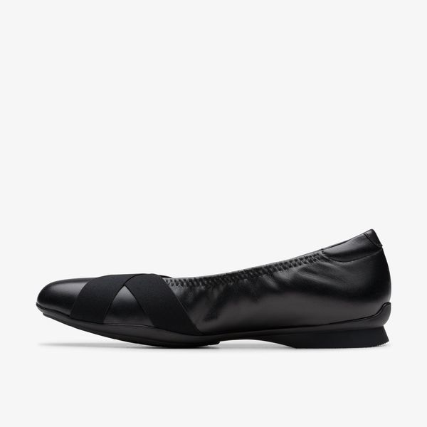 Womens Jazmynn Gem Black Leather Flats - Image 2