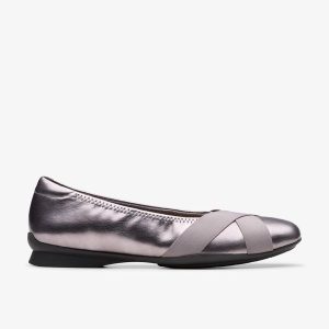 Womens Jazmynn Gem Dark Pewter Metallic Slip-Ons