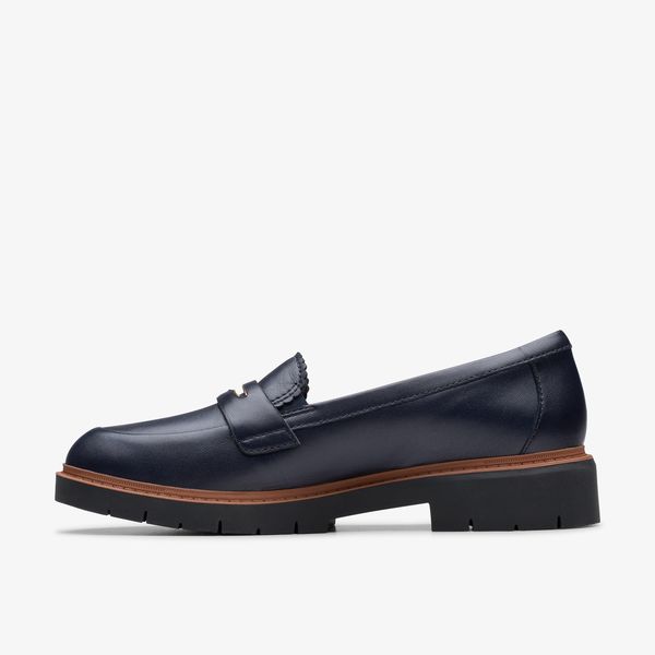 Womens Westlynn Glow Navy Leather Slip-Ons - Image 2
