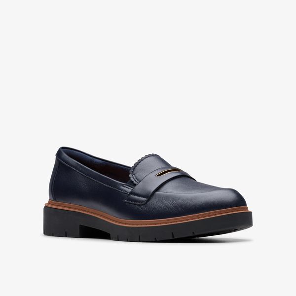Womens Westlynn Glow Navy Leather Slip-Ons - Image 4