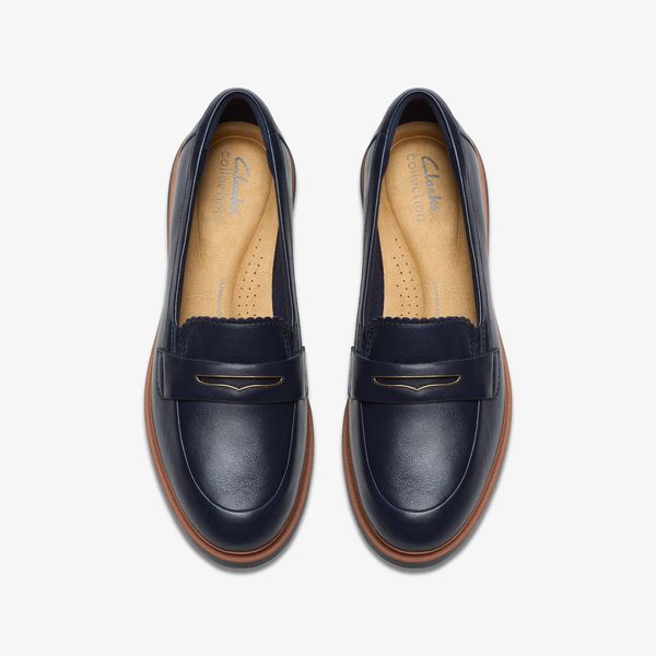 Womens Westlynn Glow Navy Leather Slip-Ons - Image 6