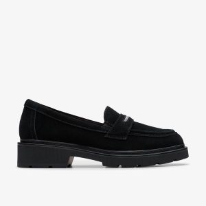Womens Lauryl Step Black Suede Slip-Ons