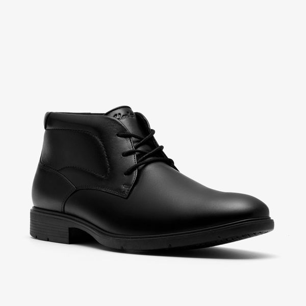 Mens Eldredge Mid Black Leather Ankle Boots - Image 4