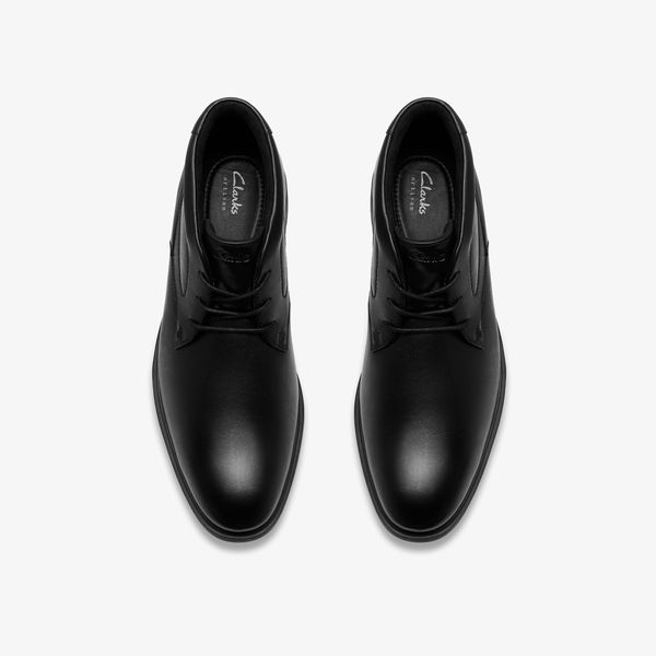 Mens Eldredge Mid Black Leather Ankle Boots - Image 6