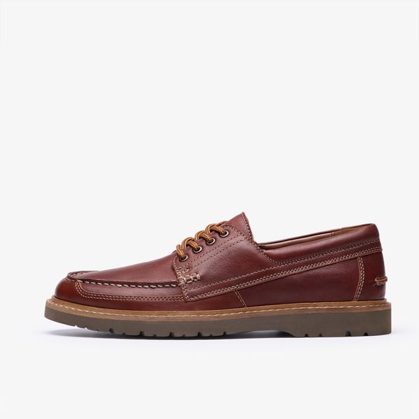 Mens Weltridge Moc Dark Tan Leather Boat Shoe - Image 2