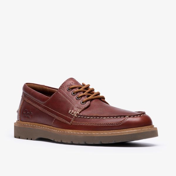 Mens Weltridge Moc Dark Tan Leather Boat Shoe - Image 4
