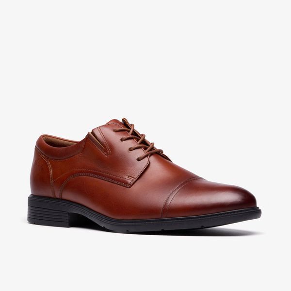 Mens Steadwell Cap Dark Tan Leather Oxfords - Image 4