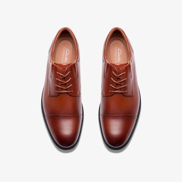 Mens Steadwell Cap Dark Tan Leather Oxfords - Image 6