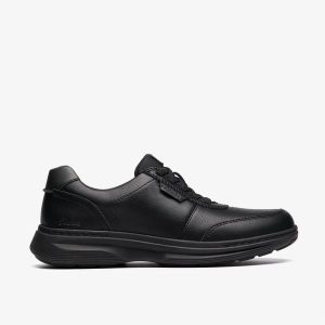 Mens Craftwell Lace Black Leather Sneaker| Clarks