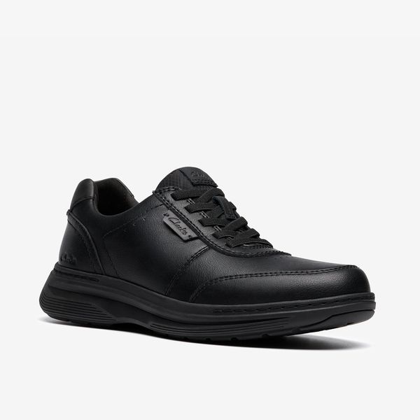 Mens Craftwell Lace Black Leather Sneaker| Clarks - Image 4
