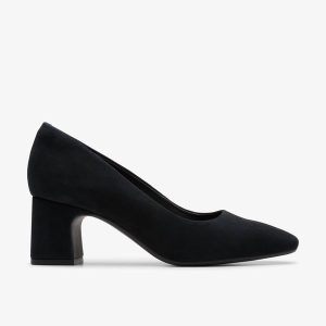 Womens Fernie Court Black Suede Heels