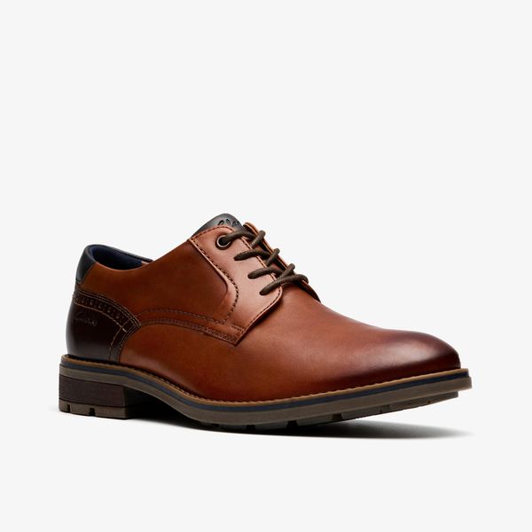 Mens Emmet Plain Tan Leather Shoes - Image 4
