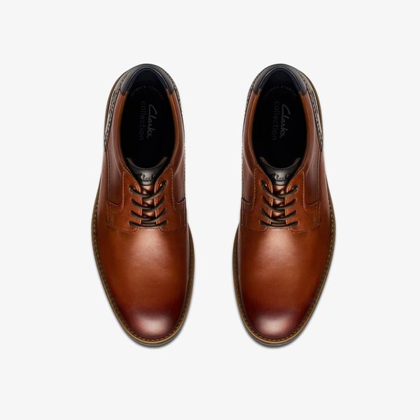 Mens Emmet Plain Tan Leather Shoes - Image 6