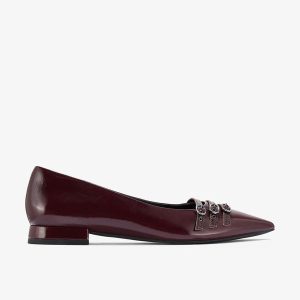 Womens Sensa15 Strap Burgundy Patent Ballet Flats