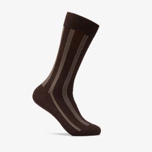 Mens Vertical Zag Brown Socks