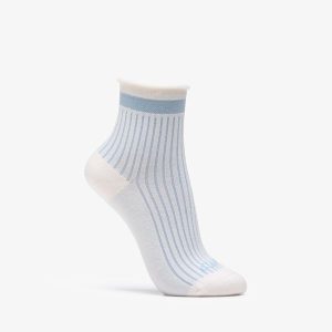 Womens Ribbed Roll Top Blue Socks