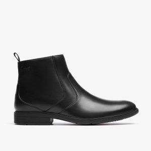 Mens Steadwell Zip Black Leather Dress Boots