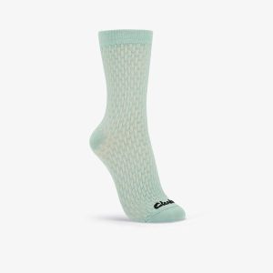 Womens Basket Weave Crew Sage Socks